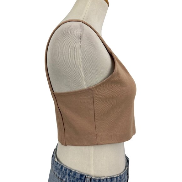 Aritzia The Group Babaton Top Women's Large Ribbed Frankie Bra Crop Top‎ Beige - Picture 5 of 12